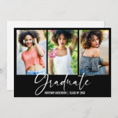 Moderne kalligrafie Ink Pen Afstuderen 3 Foto Aankondiging (Voorkant / Achterkant)