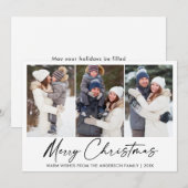 Moderne kalligrafie Ink Pen Kerstmis 3 Foto Feestdagenkaart (Voorkant / Achterkant)