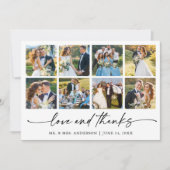 Moderne Kalligrafie Ink Pen Love Wedding 8 foto's Bedankkaart (Voorkant)