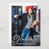 Moderne kalligrafie Ink Pen Script Afstuderen Aankondiging (Voorkant / Achterkant)