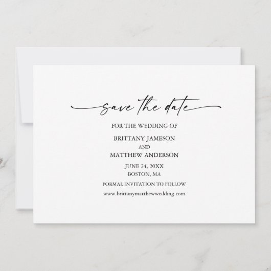 Moderne kalligrafie Ink Pen script Foto Save The Date (Achterkant)