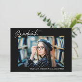 Moderne kalligrafie Ink Script Graduation Party Kaart (Staand voorkant)