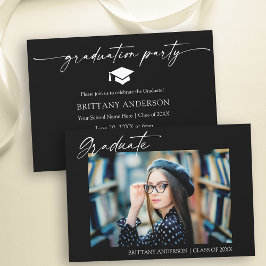 Moderne kalligrafie Ink Script Graduation Party Kaart