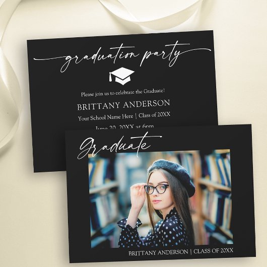 Moderne kalligrafie Ink Script Graduation Party Kaart