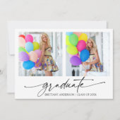 Moderne kalligrafie inkt 2 foto afstudeerfeest kaart (Voorkant)
