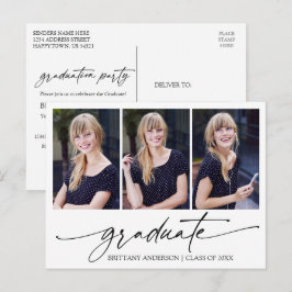 Moderne kalligrafie inkt 3 foto afstudeerfeest briefkaart