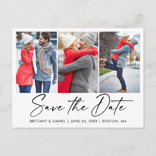 Moderne kalligrafie-inkt 3 Foto slaat de datum op Briefkaart (Voorkant)