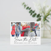 Moderne kalligrafie-inkt 3 Foto slaat de datum op Briefkaart (Staand voorkant)