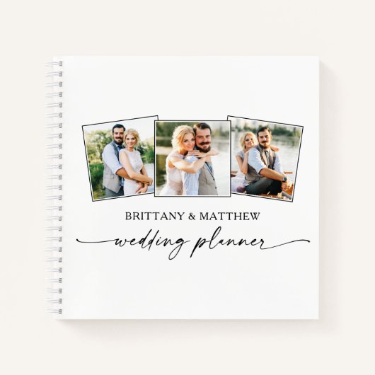 Moderne kalligrafie-inkt 3 Fotobruiloft Notitieboek (Voorkant)