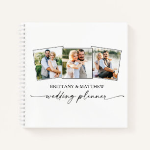 Moderne kalligrafie inkt 3 foto's trouwplanner notitieboek