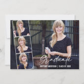 Moderne kalligrafie inkt 4 foto afstudeerfeest kaart (Voorkant)
