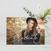 Moderne kalligrafie inkt afstudeerfeest kaart (Staand voorkant)