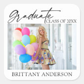 Moderne kalligrafie-inkt Afstuderen foto Vierkante Sticker (Voorkant)