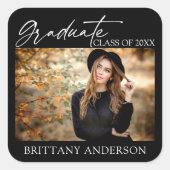 Moderne kalligrafie-inkt Afstuderen Foto zwart Vierkante Sticker (Voorkant)