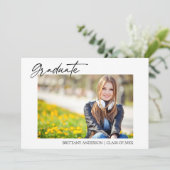 Moderne Kalligrafie Inkt Foto Afstudeerfeest Kaart (Staand voorkant)