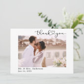 Moderne kalligrafie inkt hart script bruiloft bedankkaart (Staand voorkant)