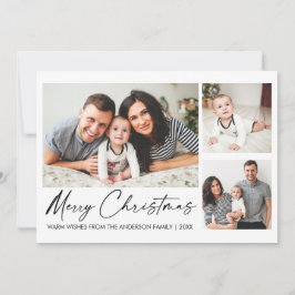 Moderne kalligrafie inkt Kerst 3 foto's Feestdagenkaart