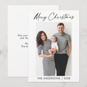 Moderne kalligrafie-inkt met kerstfoto feestdagenkaart (Voorkant / Achterkant)