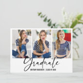 Moderne kalligrafie Inkt Pen 3 Foto Afstuderen Aankondiging (Staand voorkant)