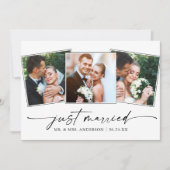 Moderne Kalligrafie Inkt Pen 3 foto's Huwelijk Aankondiging (Voorkant)