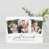 Moderne Kalligrafie Inkt Pen 3 foto's Huwelijk Aankondiging (Staand voorkant)