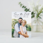 Moderne kalligrafie-inkt pen Bewaar datum foto Briefkaart (Staand voorkant)