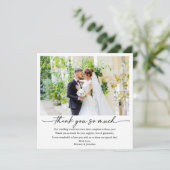 Moderne kalligrafie inkt pen bruiloft foto plein bedankkaart (Staand voorkant)