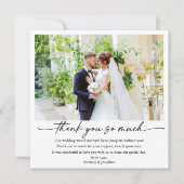 Moderne kalligrafie inkt pen bruiloft foto plein bedankkaart (Voorkant)