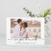 Moderne kalligrafie inkt pen foto bruiloft aankondiging (Staand voorkant)