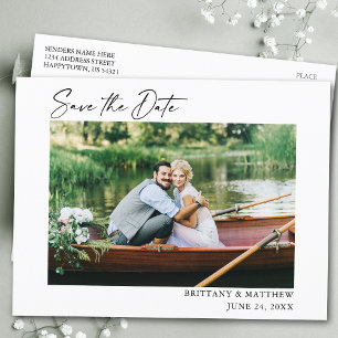 Moderne kalligrafie-inkt pen foto slaat de datum o briefkaart