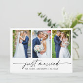 Moderne kalligrafie inkt pen script 3 foto bruilof aankondiging (Staand voorkant)