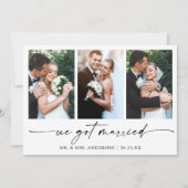 Moderne Kalligrafie Inkt Pen Script 3 Foto's Huwel Aankondiging (Voorkant)