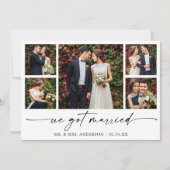 Moderne kalligrafie inkt pen script 5 foto bruilof aankondiging (Voorkant)