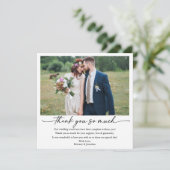 Moderne kalligrafie inkt pen script 5 foto bruilof bedankkaart (Staand voorkant)