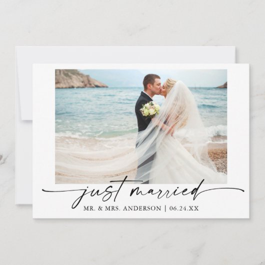 Moderne kalligrafie inkt pen script foto bruiloft aankondiging (Voorkant)