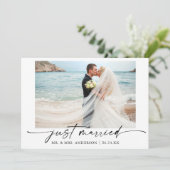 Moderne kalligrafie inkt pen script foto bruiloft aankondiging (Staand voorkant)