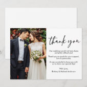 Moderne kalligrafie inkt pen script foto bruiloft bedankkaart (Voorkant / Achterkant)