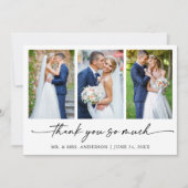 Moderne Kalligrafie Inkt Pen Script Huwelijk 3 Fot Bedankkaart (Voorkant)