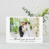 Moderne Kalligrafie Inkt Pen Script Trouwfoto Bedankkaart (Staand voorkant)