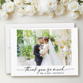 Moderne Kalligrafie Inkt Pen Script Trouwfoto Bedankkaart