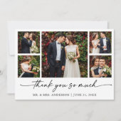 Moderne Kalligrafie Inkt Pen Script Wedding 5 foto Bedankkaart (Voorkant)