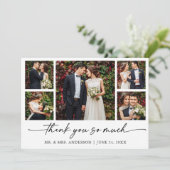 Moderne Kalligrafie Inkt Pen Script Wedding 5 foto Bedankkaart (Staand voorkant)