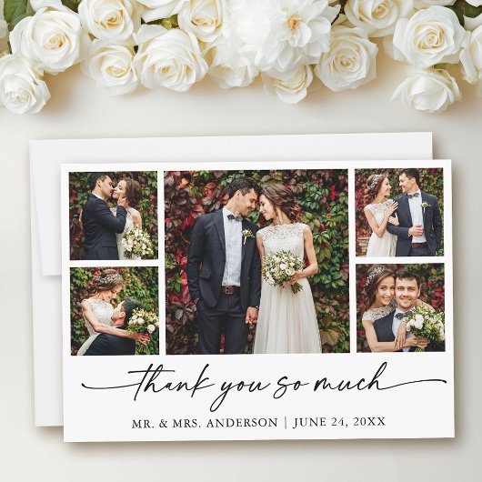 Moderne Kalligrafie Inkt Pen Script Wedding 5 foto Bedankkaart