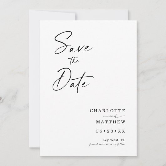 Moderne kalligrafie inkt script 1 Foto Save The Date (Voorkant)