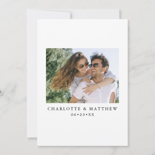 Moderne kalligrafie inkt script 1 Foto Save The Date (Achterkant)