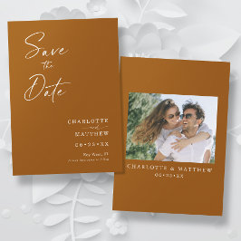 Moderne kalligrafie inkt Script 1 Foto verbrand Si Save The Date