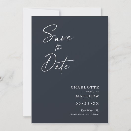 Moderne kalligrafie inkt script 1 Fotoplaat Save The Date (Voorkant)