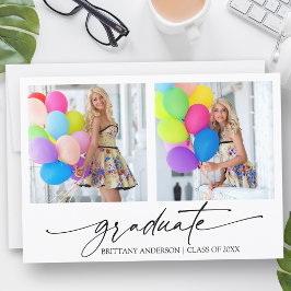 Moderne kalligrafie inkt script 2 foto afstuderen aankondiging