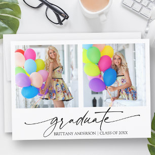 Moderne kalligrafie inkt script 2 foto afstuderen aankondiging
