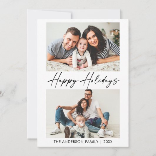 Moderne kalligrafie inkt script 2 Foto Feestdagenkaart (Voorkant)